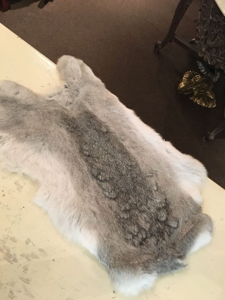 Lijkenhuis Respectievelijk kwaadheid de vrije loop geven konijnenvel bontje grijs/wit | Angelas Kroonjuweeltje